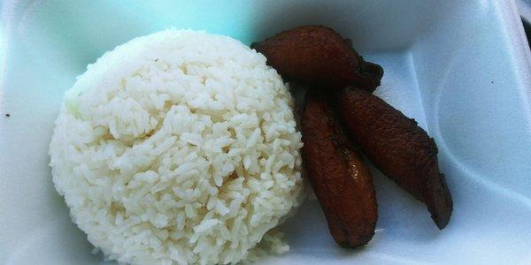 White rice and sweet plantain