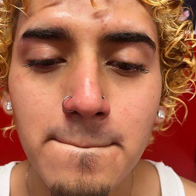 Double nose hoop and stud