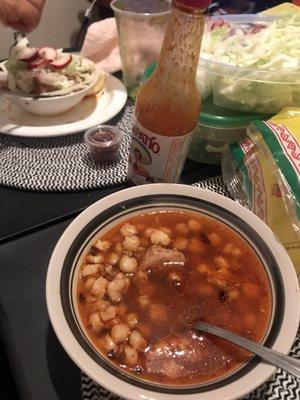 Pozole con carne de puerco