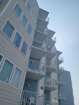 Room balconies facing pool