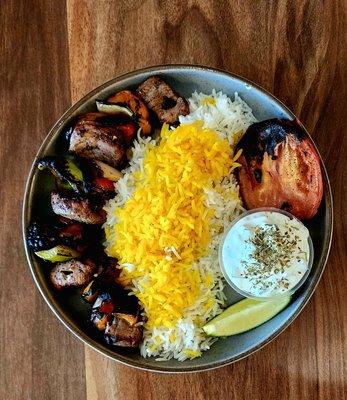 Mini Chenjeh Shish Kabob plate