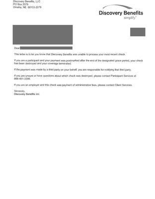 Read this terribly written, vague letter I received.  According to them, I may no longer be insured.  (The check in question was cashed.)