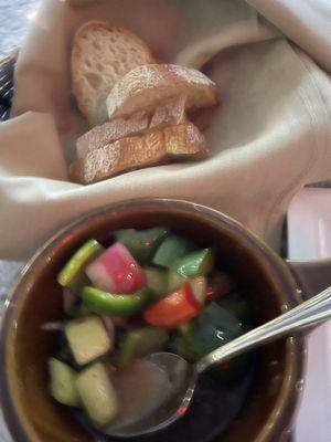 Marinated vegetables and bread