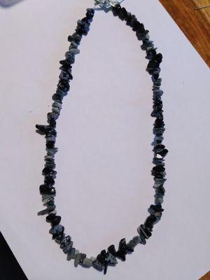 Silver tigers eye with snowflake Jasper. Necklace.  Very grounding. Root chakra support.