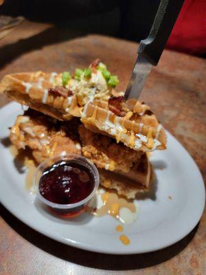 Stacked Chicken and Waffles