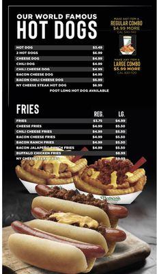 Nathan's Famous HoT DoGs & Fries Menu.