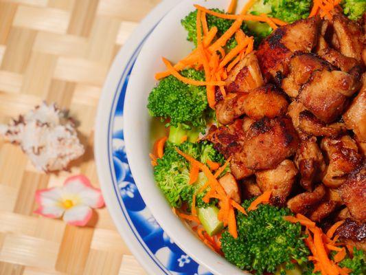 BBQ Chicken Lunch Bowl made with our housemade teriyaki sauce