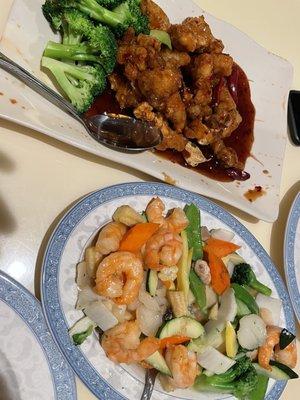 Orange chicken & shrimp w/ vegetables