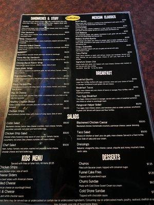 Menu as of Oct 2022