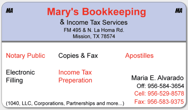 Mary's Bookkeeping & Tax Service