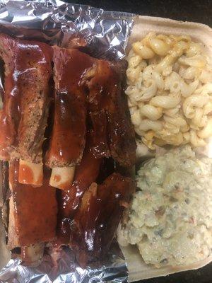 BBq Spare Ribs w/ macaroni & potato salad