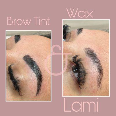 Brow Lamination, Wax and Tint is aka Brow Combo.  Wax to give its beautiful clean shape, lami & tint to have the ultimate instagram brow