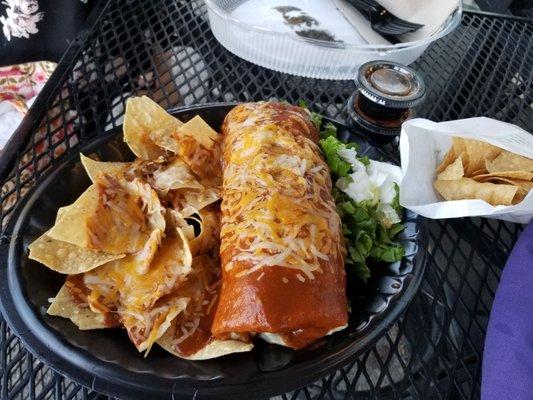 Chicken diablo burrito enchilada style