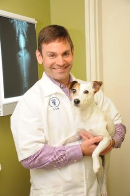 Dr. Barnett (veterinarian and owner) with Lucy Jane