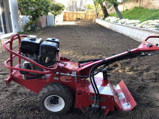 This tiller is a beast! Broke up my rock hard backyard to get ready for sod.