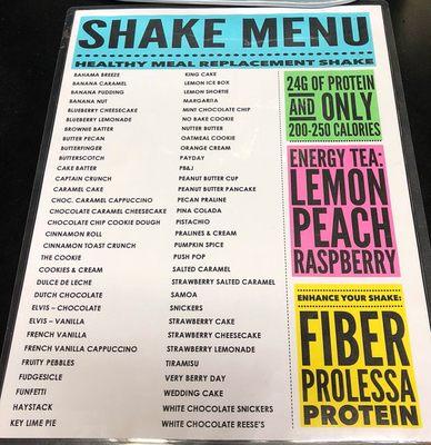 The Shake Menu Flavors