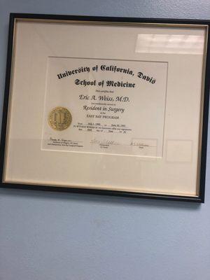 His degree for the University of California