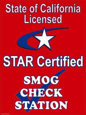 Proud of our STAR certification. If your vehicle needs a STAR smog check, we're the place to come!