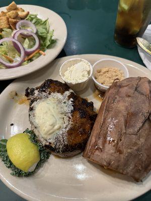 Steak, sweet potato and salad