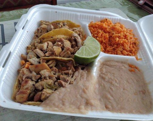 3 chicken taco plate