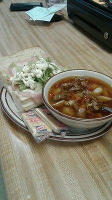 Soup and sandwich combo. Soup is different every other day.  Best homemade soup in North Augusta.