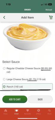 Mr., Hero's website Ranch sauce is free with an item example small order of three fried pickles.