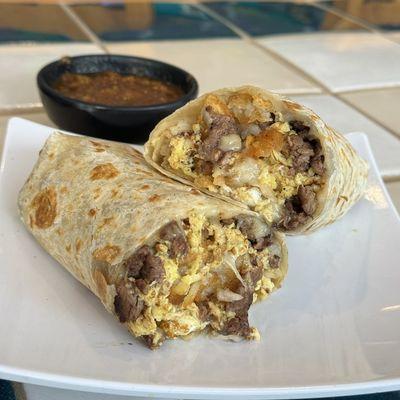 Breakfast Burrito with Carne Asada