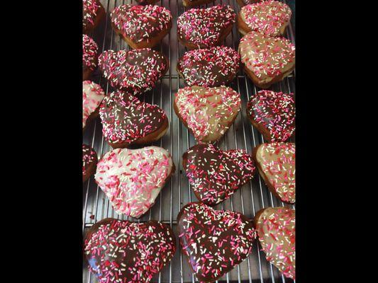 Valentine's day heart shaped donuts