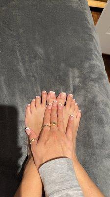 Acrylic pedicure and full gel x set!