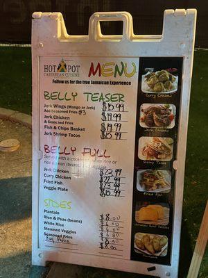 Food truck menu