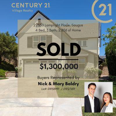 Hats off to Mary & Nick Baldry on a job well done!  They've skillfully guided their buyers to their new haven at 22550 Lamplight Place,