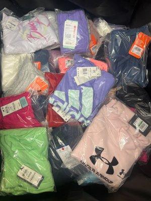 Active-Wear that our clients are purchasing to resell.