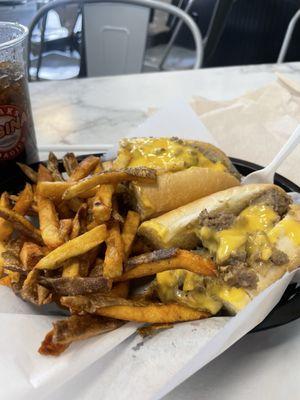 $10 small lunch combo it's a great cheesesteak!  Best around. Whiz wit