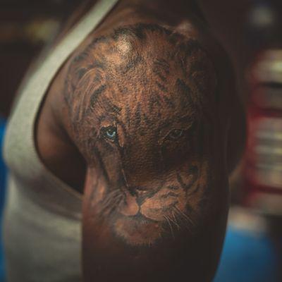 Chris did this tiger/lion combo.  This is the Lion side.