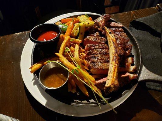 Pepper crusted cowboy steak