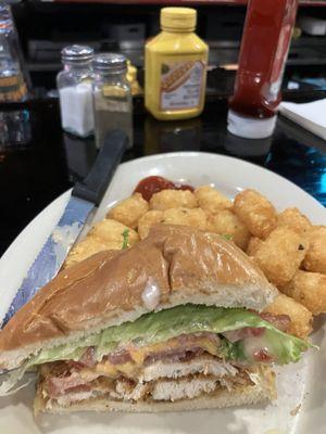 The Chicken Club is delicious with bacon, lettuce, tomato, and Als Sauce!