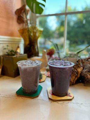 Blueberry Chai & Dirty Ube Latte