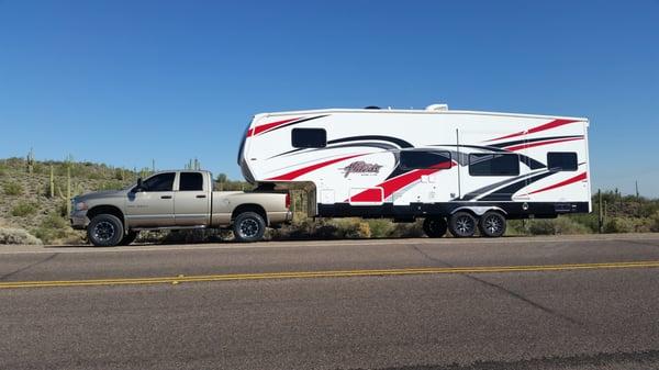 On our way out on the maiden voyage with the new trailer.