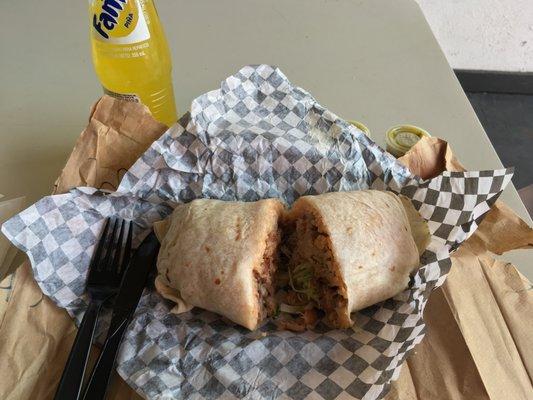 Burrito with extra pork and pineapple Fanta