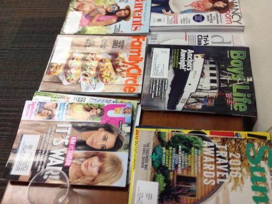 Magazine selection in the waiting room.