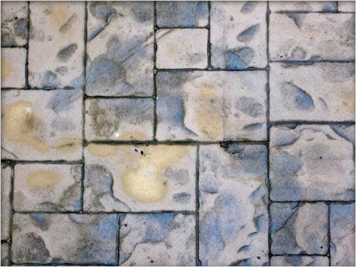 A sample of stamped concrete with integral color.