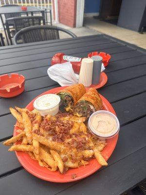 Steak & Cheese wrap with cheese fries