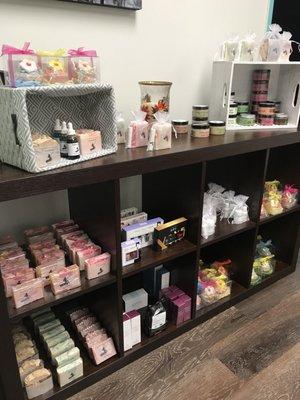 Assortment of soaps, lotions etc