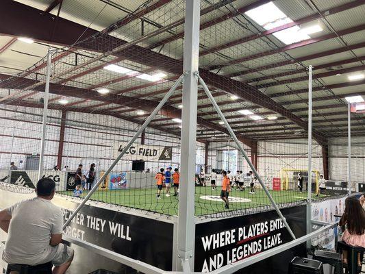 Indoor soccer field.