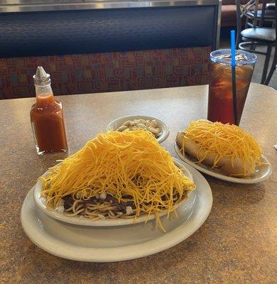 Skyline four way and cheese coney!