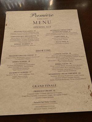 The food menu