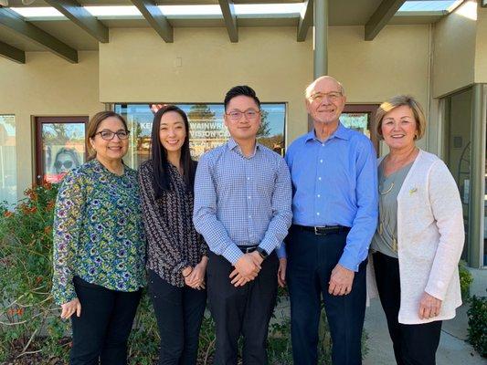 Left to right: Lucy (optician), Dr. Choi, Dr. Nguyen, Dr. Wainwright, Bea