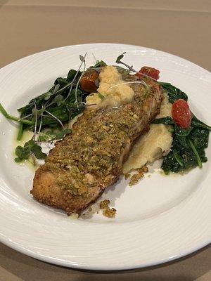 Pistachio crusted salmon