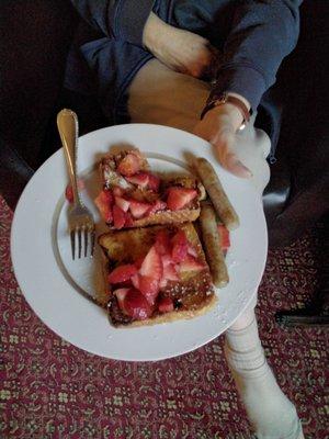 Breakfast.  French toast and strawberries.