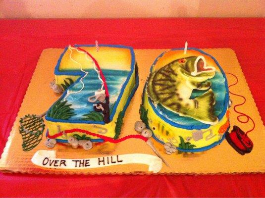 70th birthday cake for fisherman.